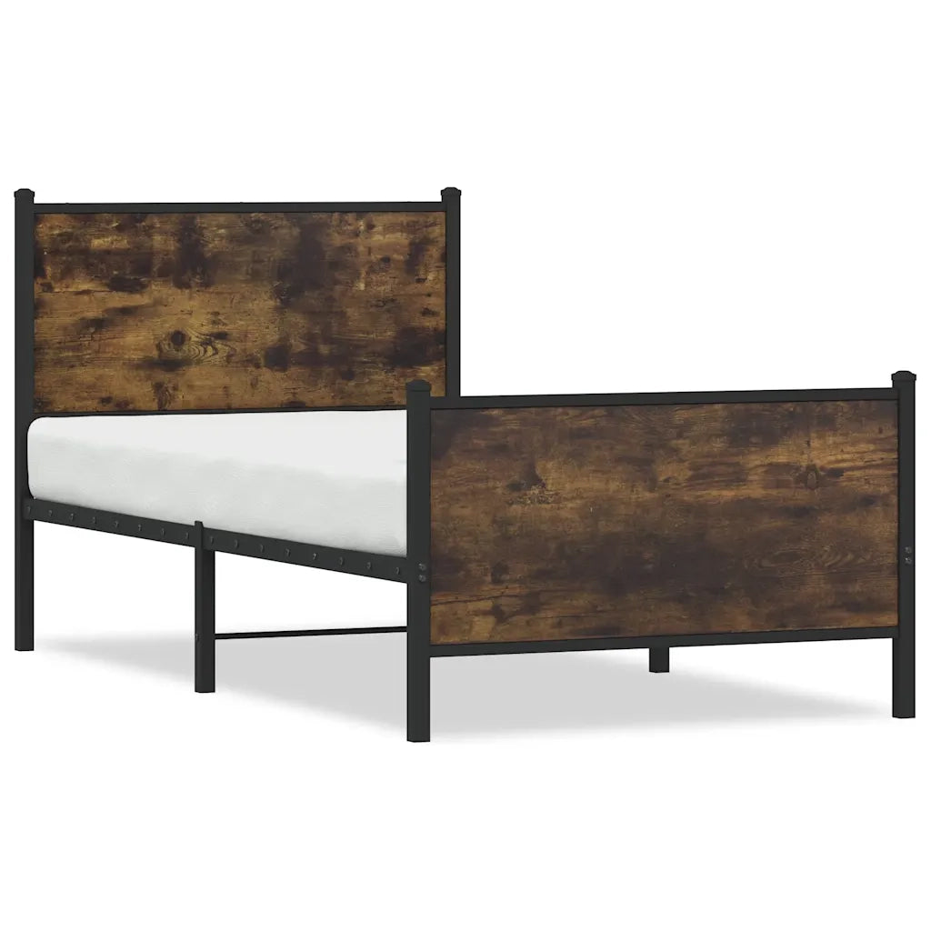 vidaXL Giroletto senza Materaso in Metallo Rovere Fumo 80x200 cm