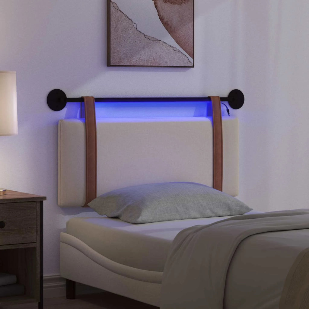 Testiera | Testata sospesa Con luce LED Crema PU Antico