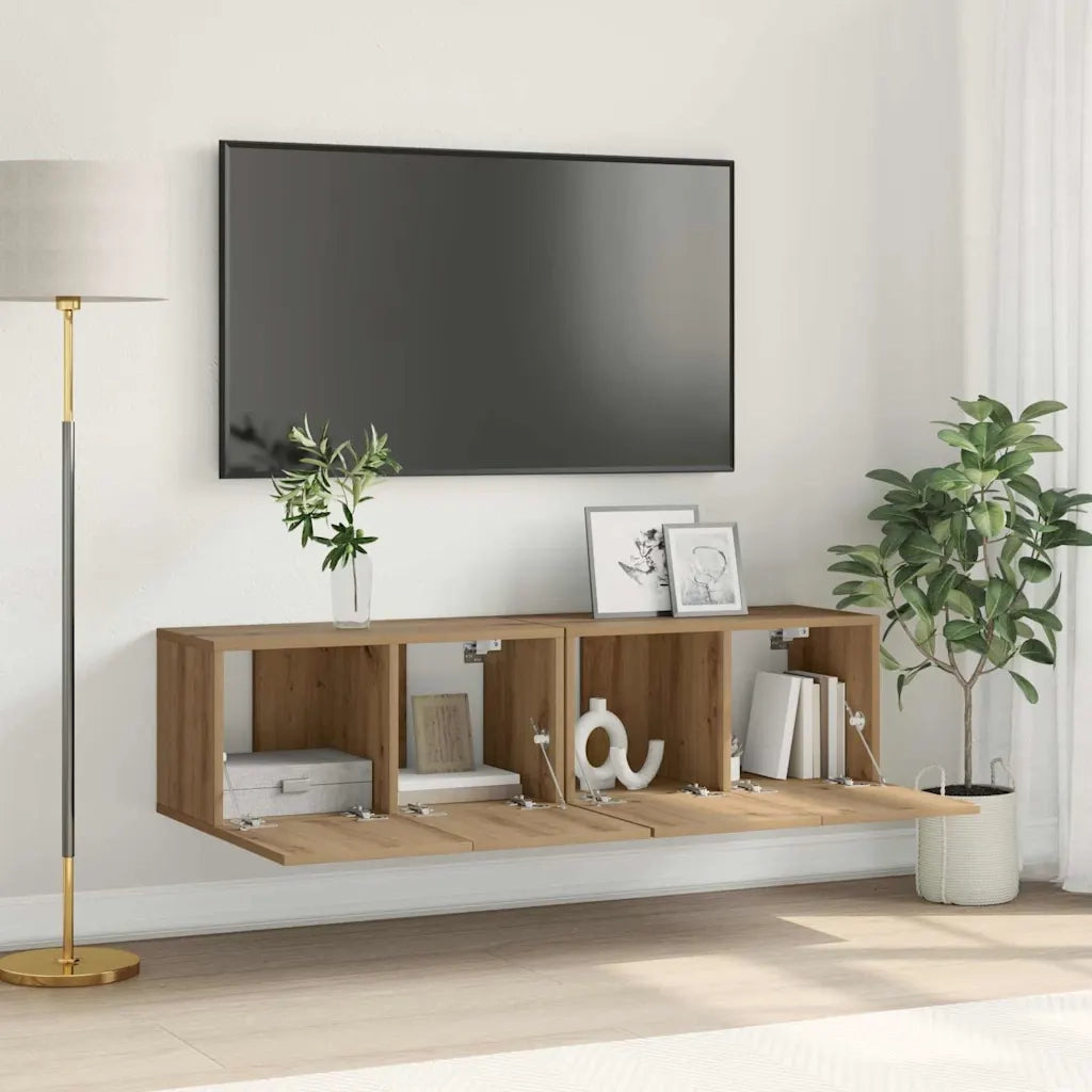 Set mobile TV 2 pz-Set di 2 Credenza per TV Marrone 60 x 30 x 30 cm Legno multistrato