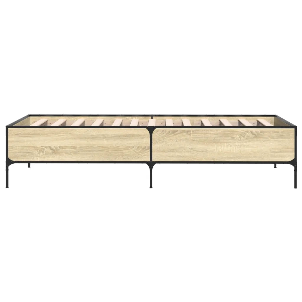 Giroletto-Struttura Letto Rovere Sonoma 90x200 cm Legno Multistrato e Metallo 135746