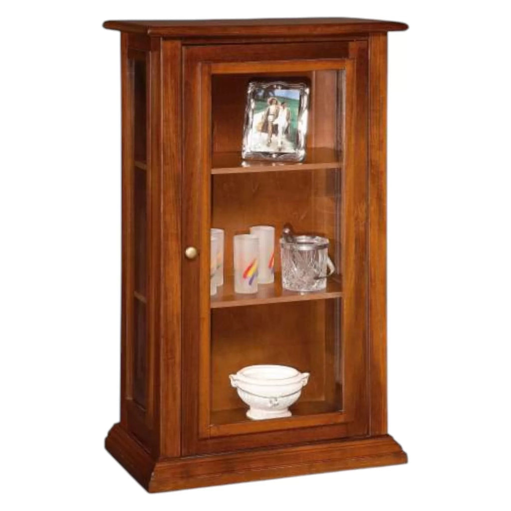 Vetrinetta arte povera in legno 1 porta tinta noce 67x38x116 - Mobili 2G