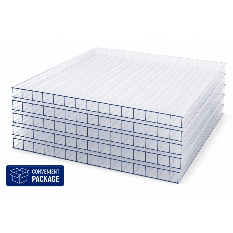 EZOOZA Policarbonato Alveolare 6 mm 100x98 cm Trasparente 5 Pezzi