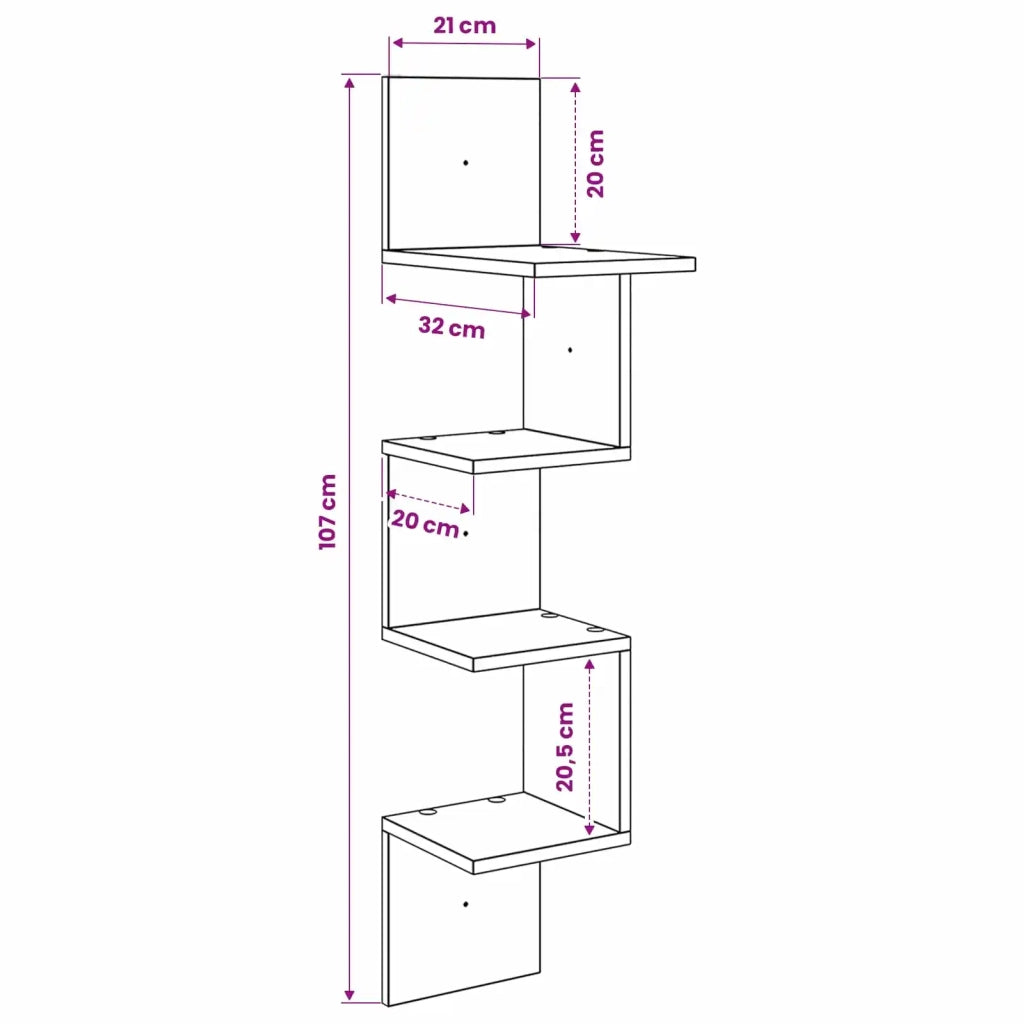 Scaffale da parete A parete Bianco 32 x 21 x 107 cm 8012132