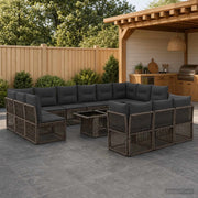 Set Divano da Giardino 14 pz Grigio polyrattan 3436556