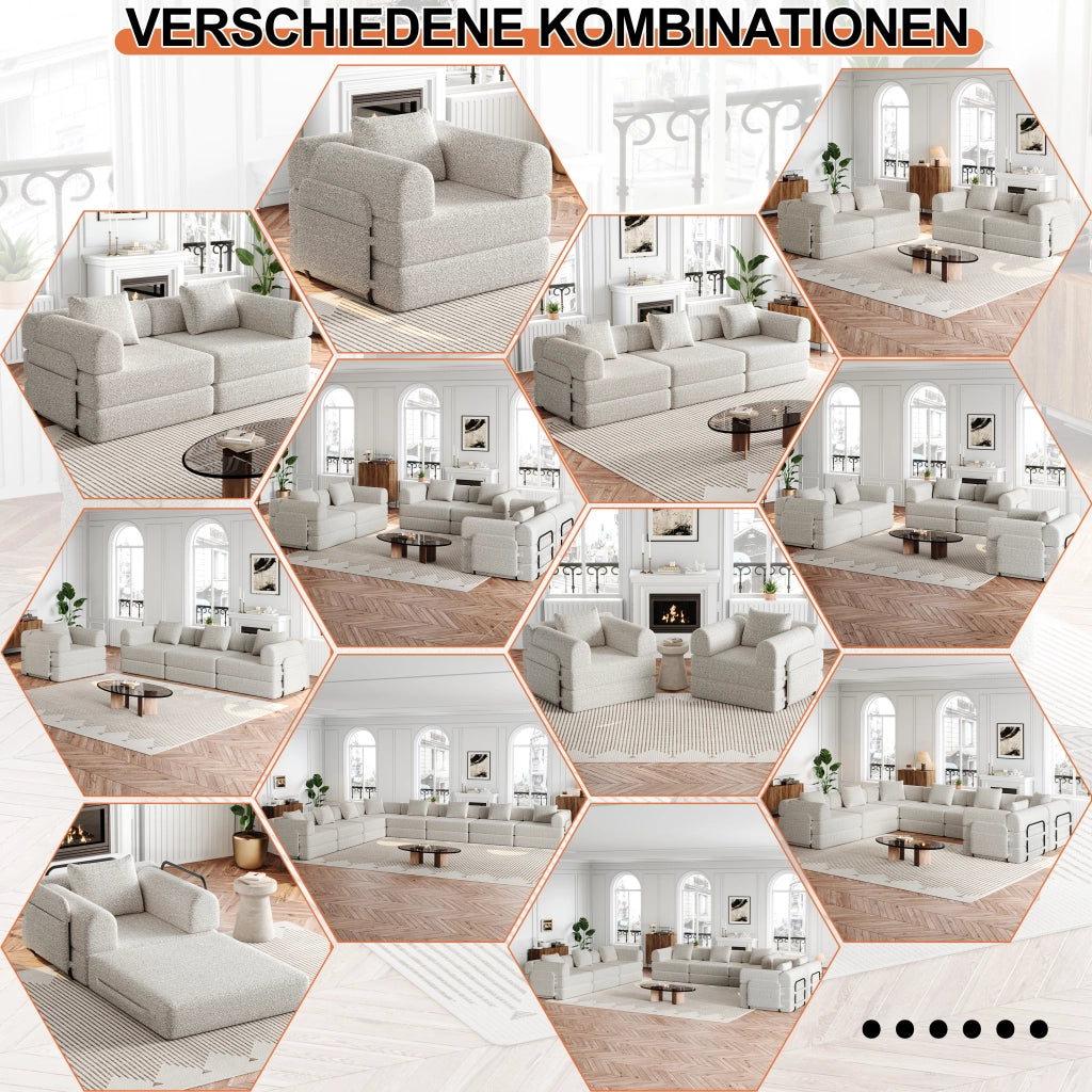 Fauteuil convertible in chenille con funzione letto e vano portaoggetti nel bracciolo e struttura in acciaio khaki