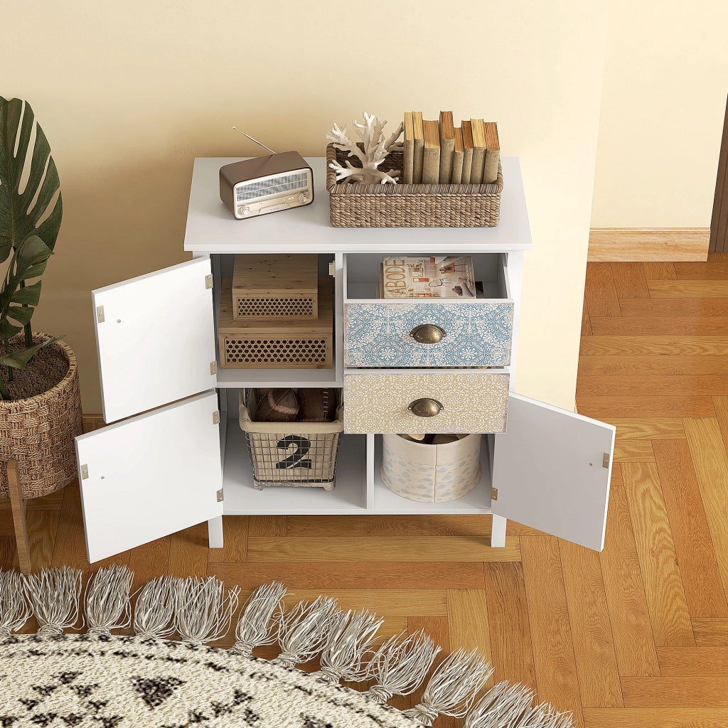 Cassettiera 2 cassetti 3 ante ¨C zephmum ¨C bianco 68x34x80cm