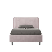 BS COM Letto una piazza e mezza con rete imbottito 110x200 microfibra glicine