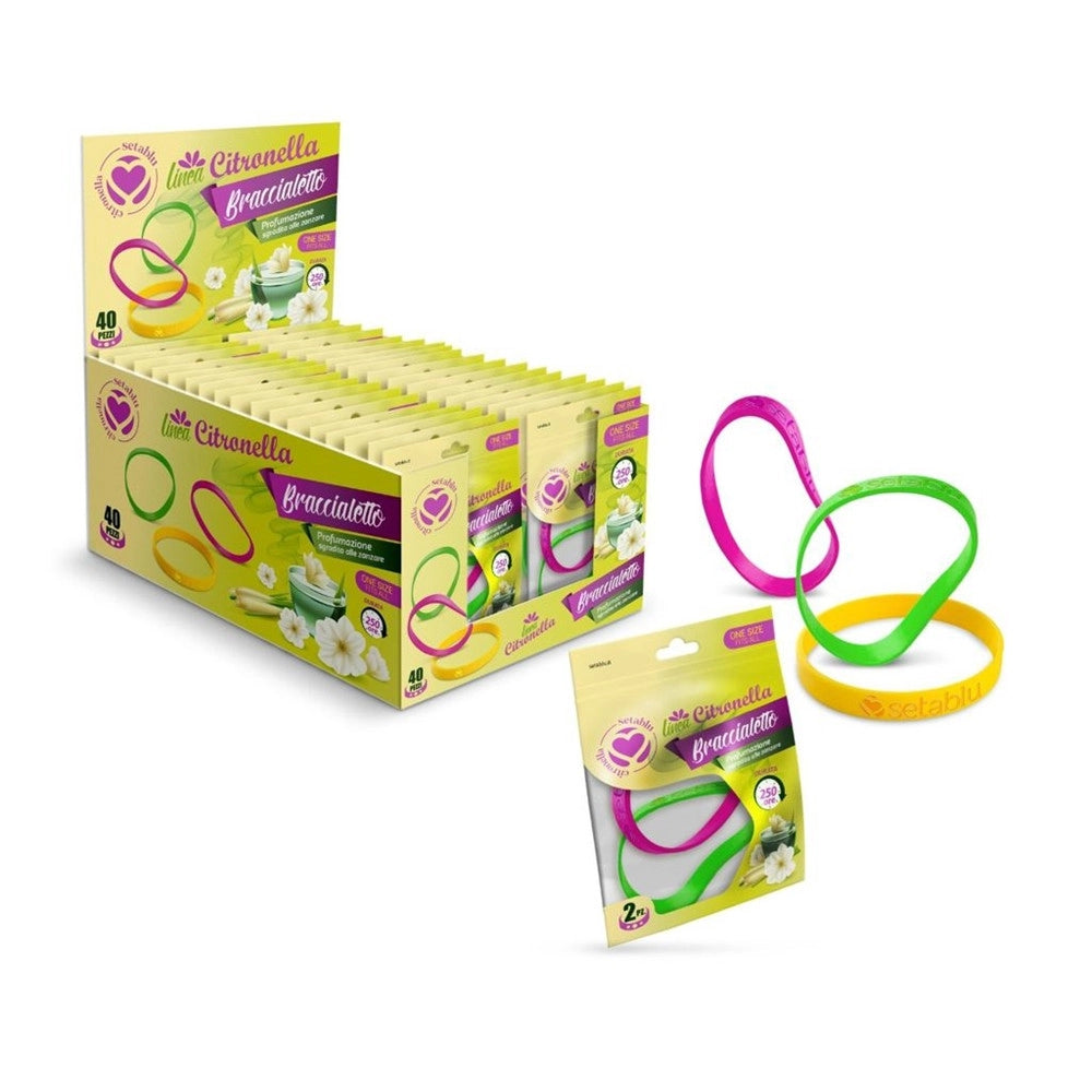 Trade Shop - Set 40pz Da 2 Bracciali Braccialetto Citronella Repellente Zanzare Adulti Bambini 023786 -