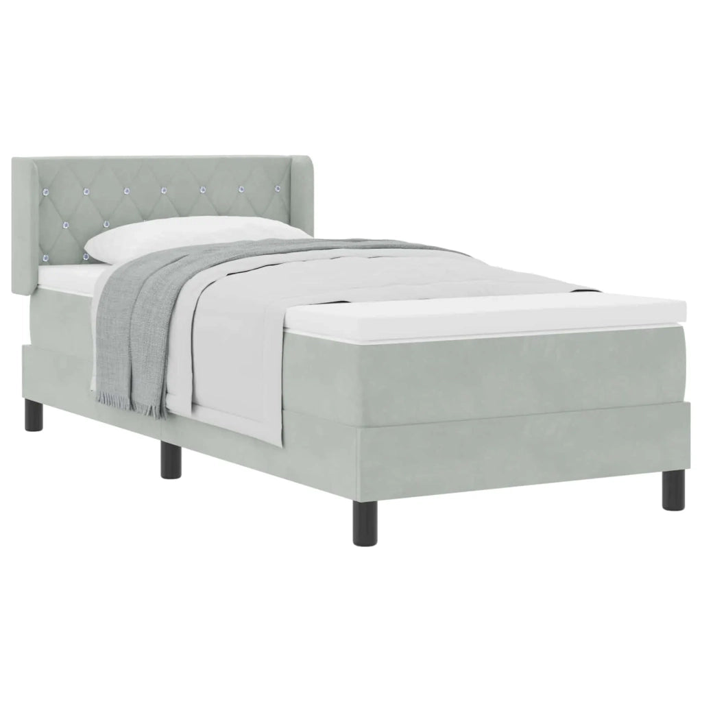 Letto a molle con testiera Grigio chiaro 200 x 100 cm Velluto 3341402