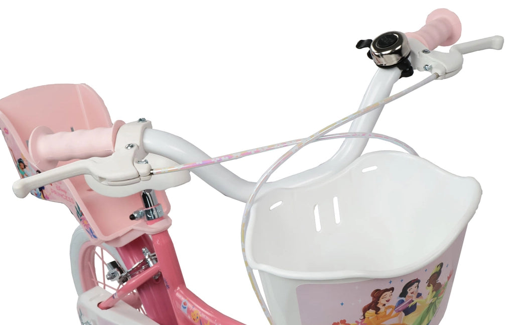 Bicicletta per Bambine 12" Disney Princess Freno Caliper e Stabilizzatori in Acciaio Hi-Ten Rosa