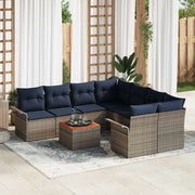 Set Divano da Giardino con cuscino 9 pcs Grigio polyrattan