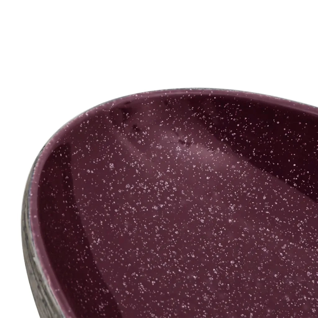 Lavabo da Appoggio-Lavandino-Lavello Viola e Grigio Ovale 59x40x14 cm Ceramica