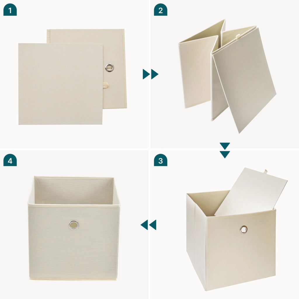 Set di 10 Scatole Pieghevoli Portaoggetti in Tessuto 28 x 30 x 30 cm - Beige [en.casa]