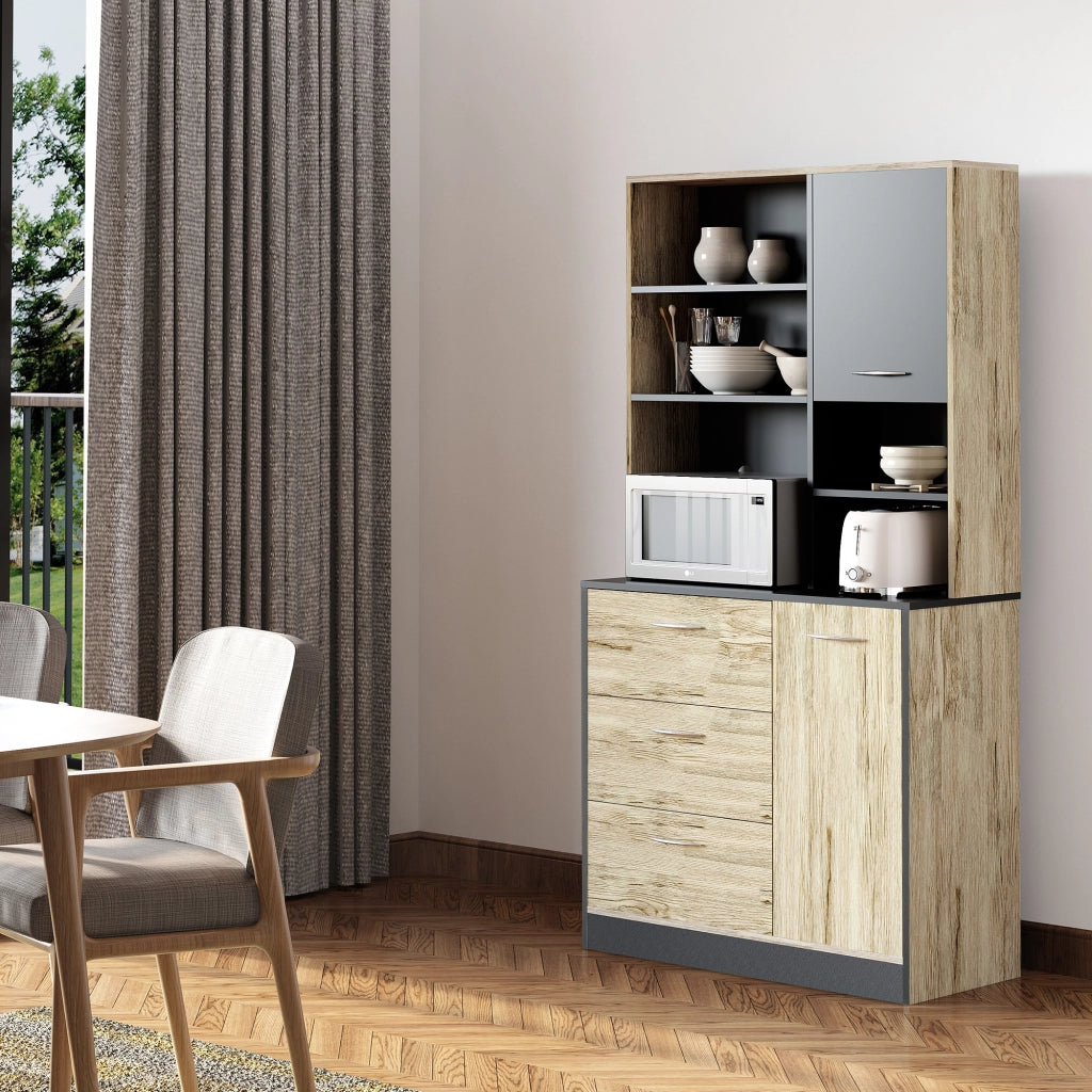 Armadio da cucina ¨C zephmum ¨C bicolore quercia chiaro grigio 90x39x169 cm