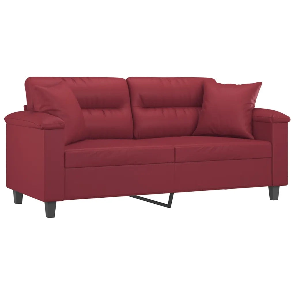 Divano a 2 Posti con Cuscini-Sofa 2 Posti con Cuscini Rosso Vino 140 cm in Similpelle 188716
