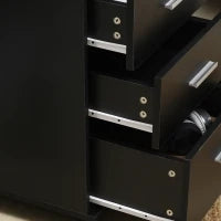 Mobiletto Ufficio con Cassettiera su Ruote, 3 Cassetti con Serratura, 40x40x61,5 cm, Nero