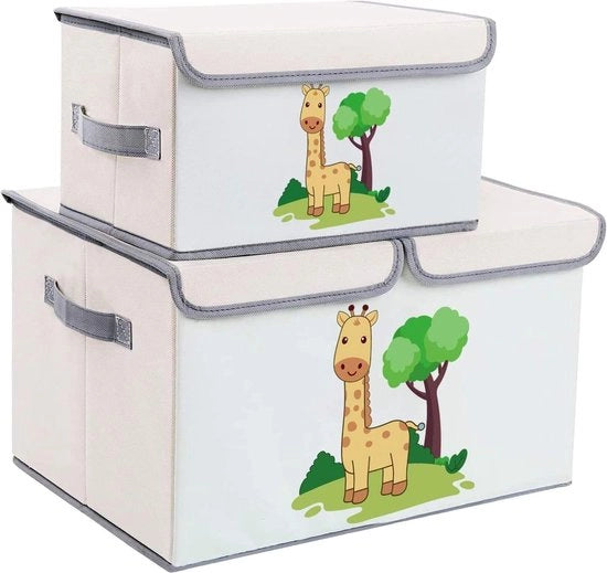Set di 2 cassetti per bambini con coperchio, grande cassa per giocattoli, cassetto per bambini con maniglie, cassetto pieghevole per bambini, cassetti per bambini, libri, abbigliamento, giocattoli
