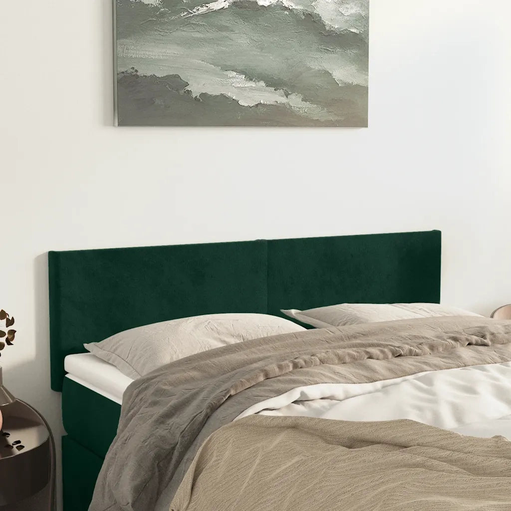 Testiera Verde Scuro 144x5x78/88 cm in Velluto 345801