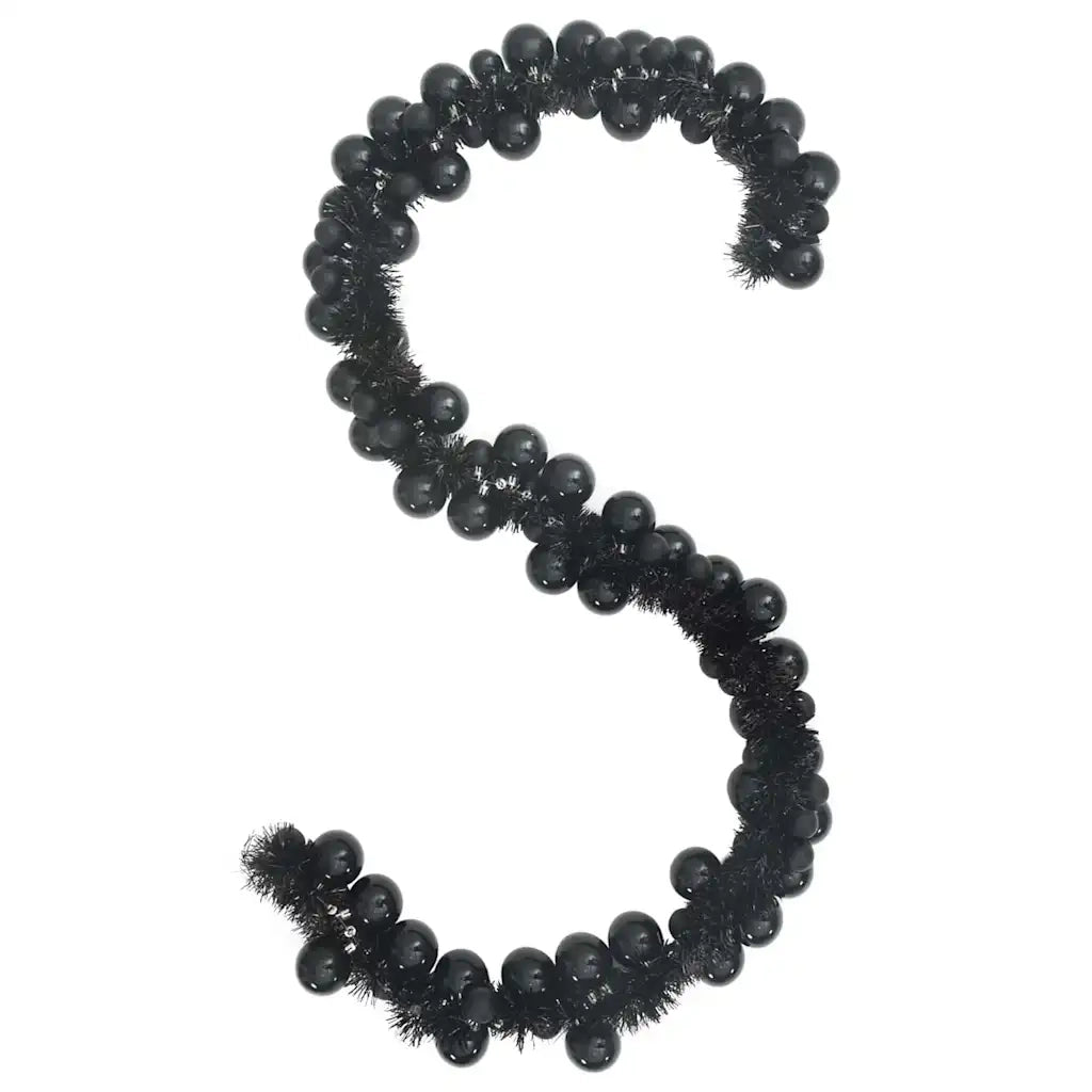 Ghirlanda di Palline di Natale Nero 186 cm Polistirolo