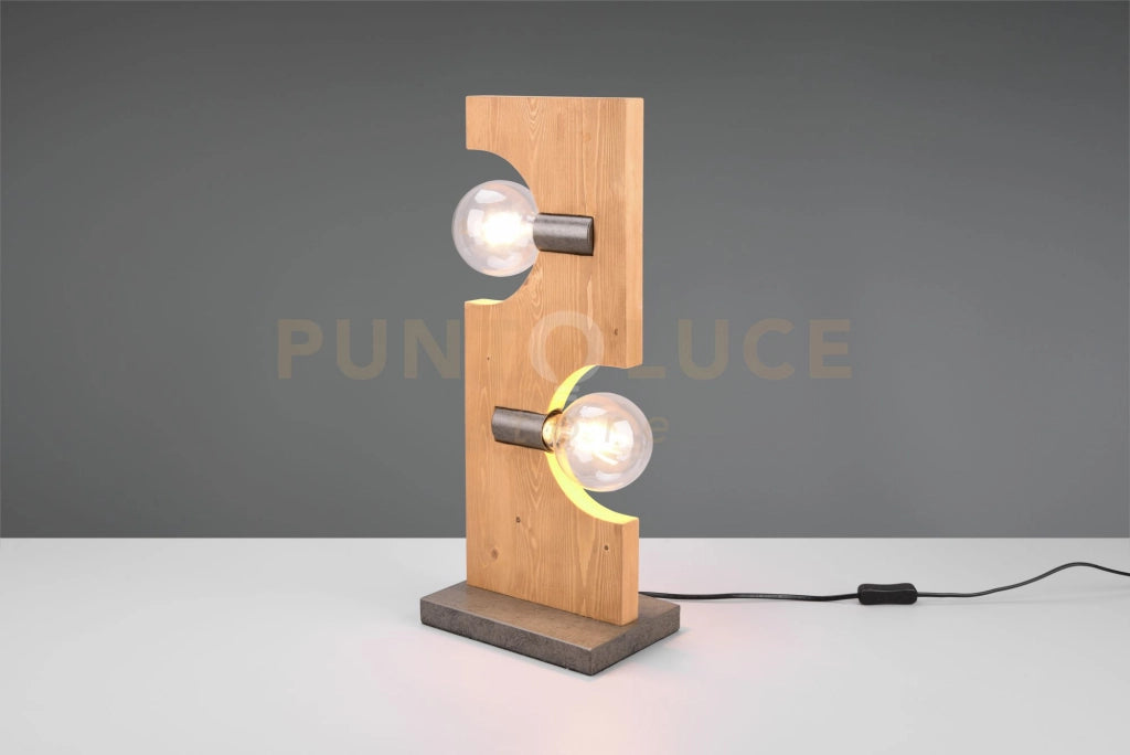 Lampade da terra TAILOR 2 luci H.53cm legno naturale e metallo acciaio anticato 514300230