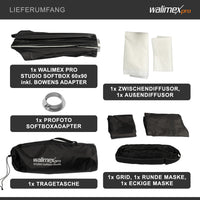 Studio Softbox Octagon 90cm + adattatore softbox per Profoto (diametro esterno: 15,2 cm), ruotabile a 360°, facile da montare, inclusa griglia, maschera