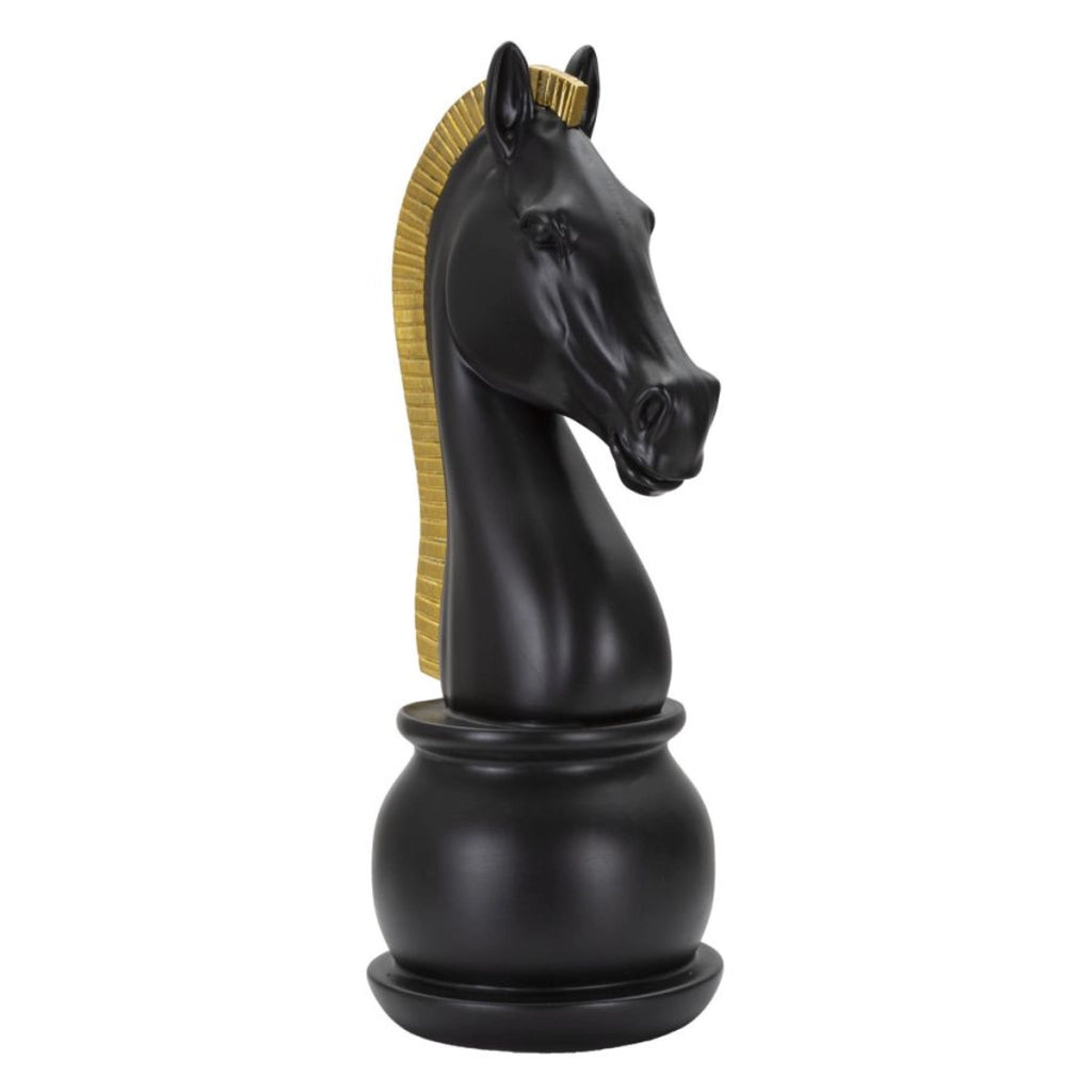 Scultura Scacchi 5, Nero, Poliresina, 18,5x18,5x50 cm