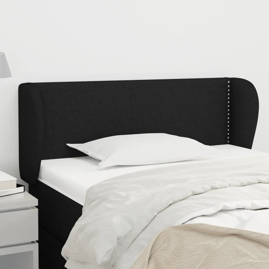 Testiera ad Orecchio-Testata con Orecchie Nera 93x23x78/88 cm in Tessuto 229796