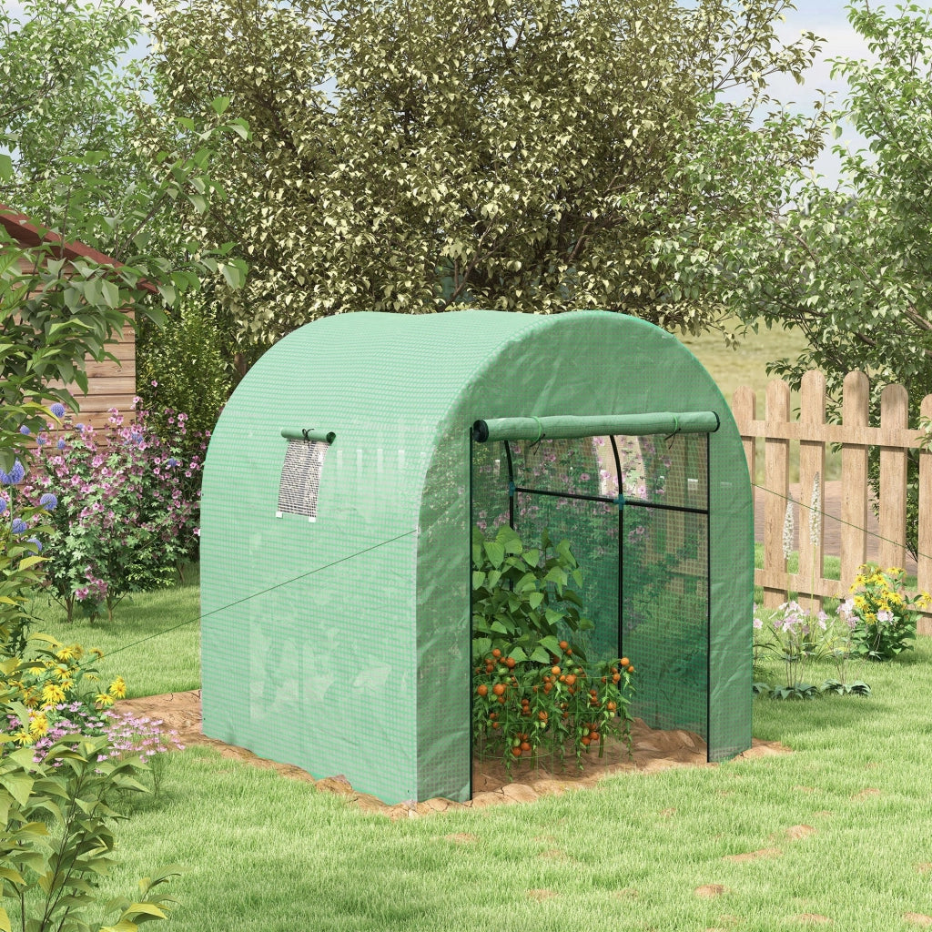 Serra a Tunnel per Orto con Porte Avvolgibili e Finestre 1,8x1,8x2m in Acciaio e PE Anti UV  Verde