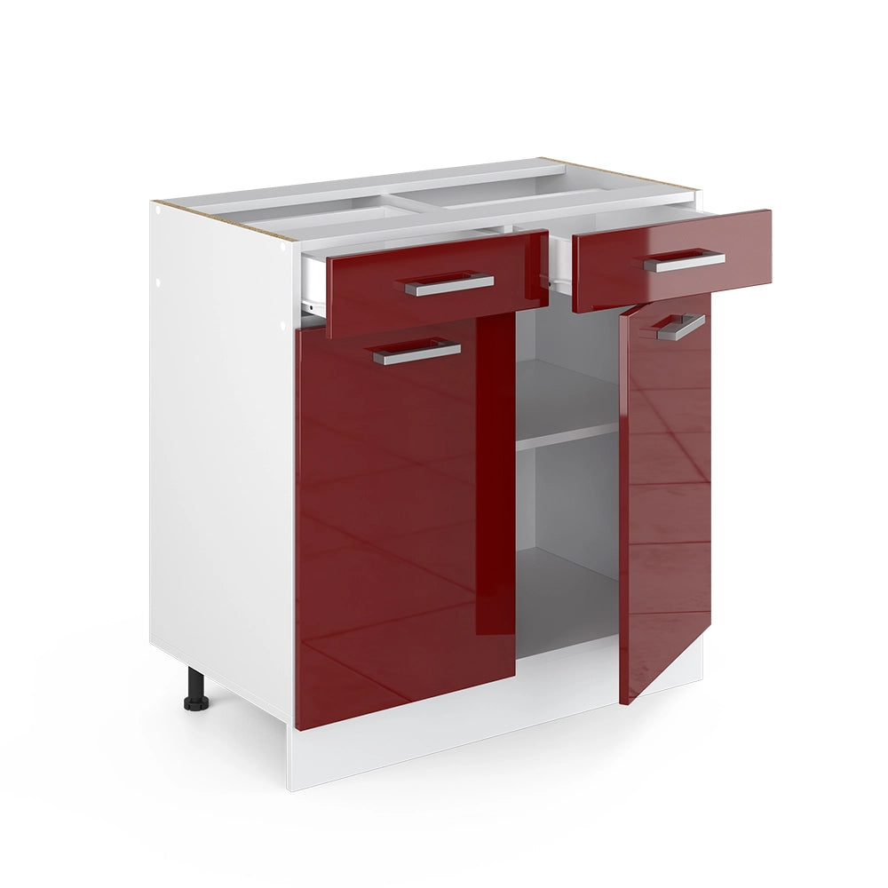 Vicco Mobiletto base per cucina Rosso lucido 80 cm , PL Rovere