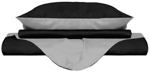 Copripiumino con Sacco e Federe Doubleface Nero/Grigio Chiaro Matrimoniale