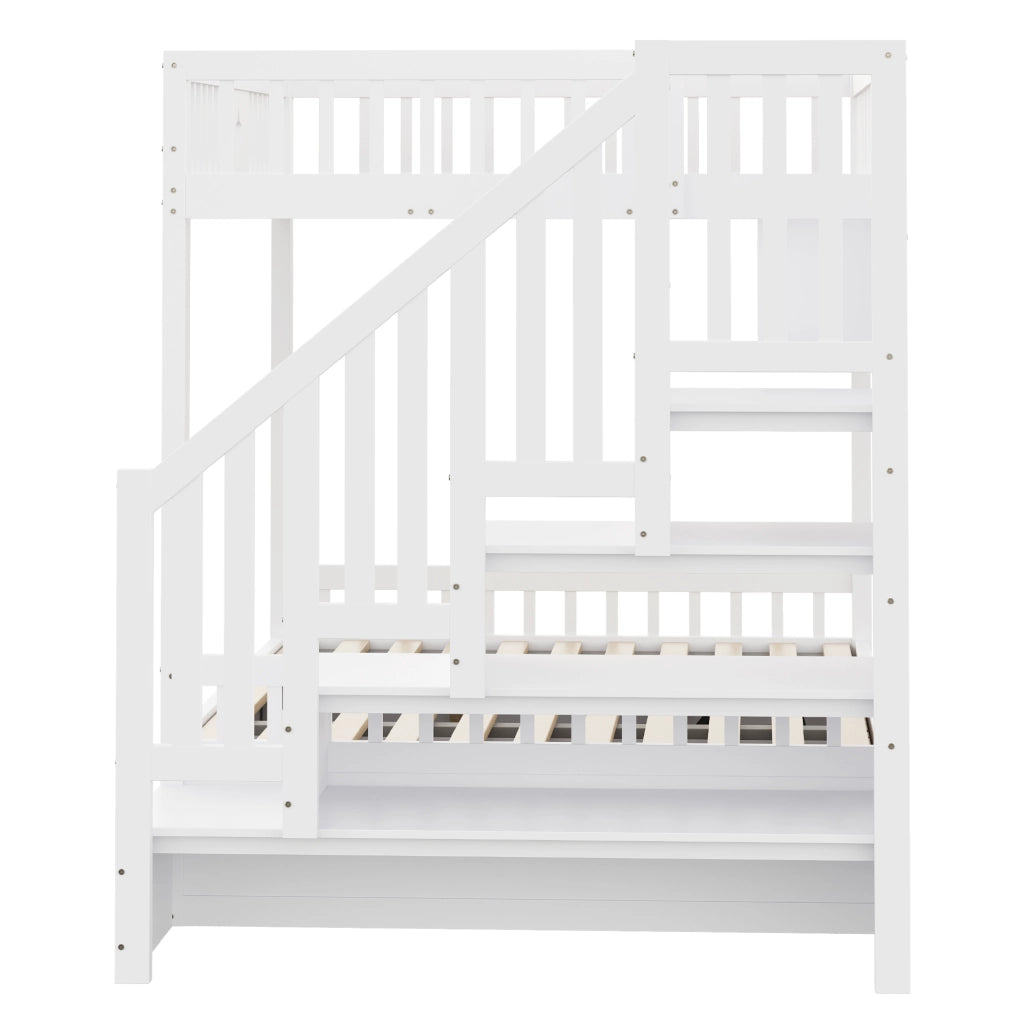 LETTO A CASTELLO 140x200 cm con contenitore idraulico, bianco, legno massello
