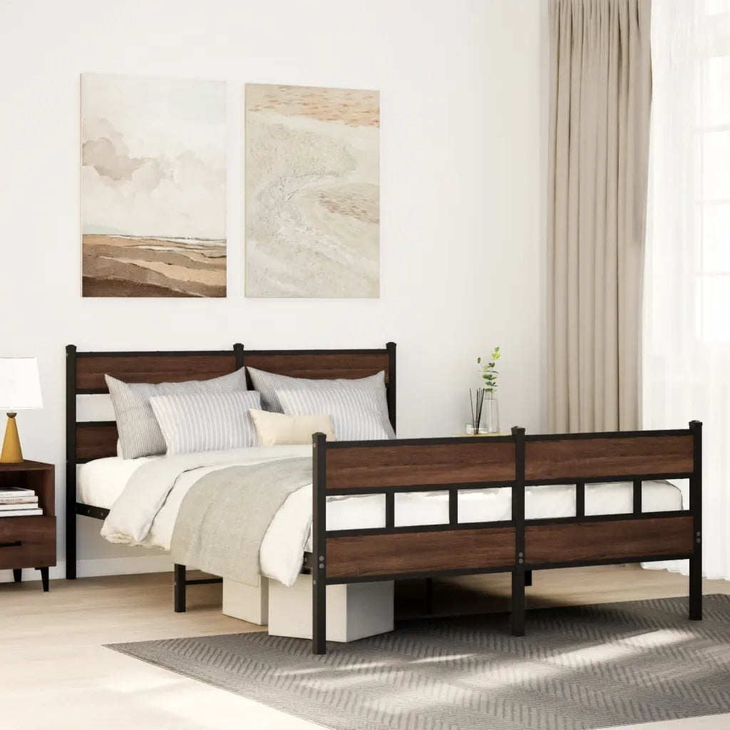 Giroletto senza Materasso in Metallo-Struttura Letto Rovere Marrone 150x200 cm 682760