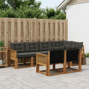 Set di divani da esterno con cuscino 7 pcs Naturale e Nero