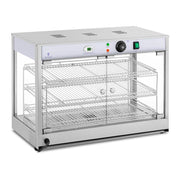 Vetrina riscaldata espositore riscaldato da banco (3 ripiani da 59 x 32 cm 1200 watt 25-85 °C vassoio raccogli briciole) 14_0004357
