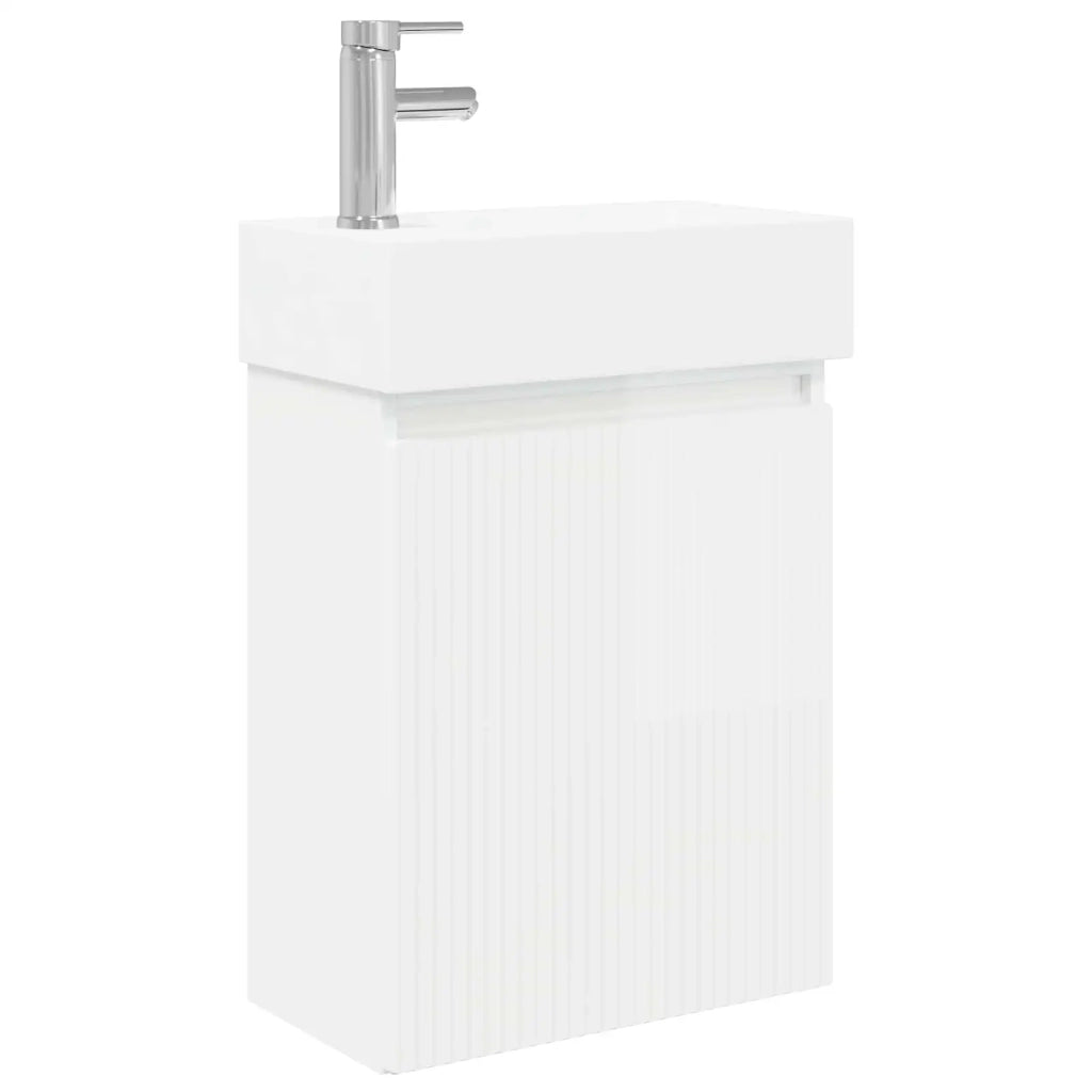 Mobile bagno con rubinetto Bianco Lucido 45,5 x 22,5 x 84 cm 889445