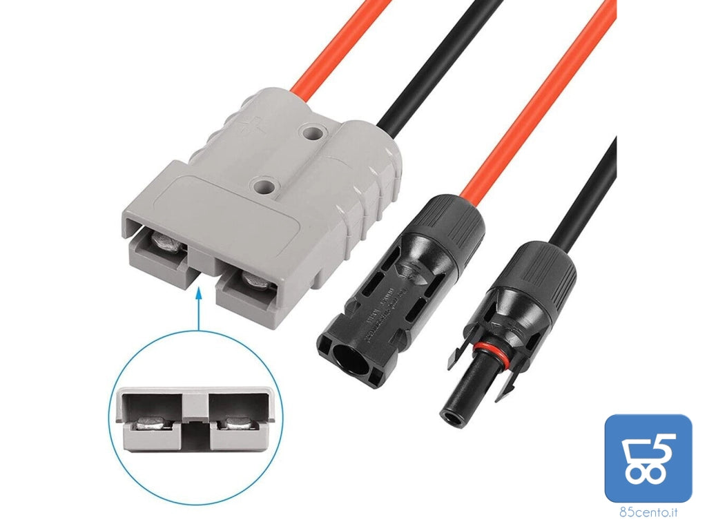 Cavo di Prolunga Solare con connettori 50A 600V 1 mt 6 mm2 IP67 a Bassa Resistenza
