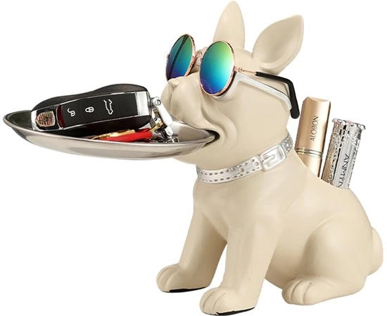 Bulldog in Cera, Scatola Decorativa Bulldog, Statuetta Decorativa Bulldog con Cassettino, Decorazione per Cani Regalo per Salotto, Hall, Ufficio
