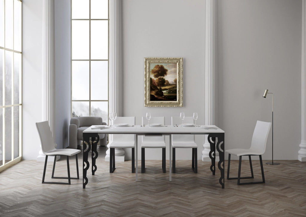 Consolle allungabile 90x40/196 cm Karayan Small Evolution Bianco Frassino telaio Antracite