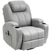 Poltrona Relax Massaggiante e Reclinabile 89x99x106 cm con Telecomando in Pelle PU Grigio