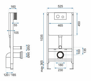 Supporto Da Incasso Per Vasi Wc Con Bottone F Cromo