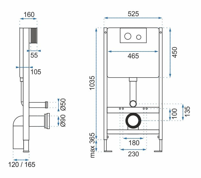 Supporto Da Incasso Per Vasi Wc Con Bottone F Cromo