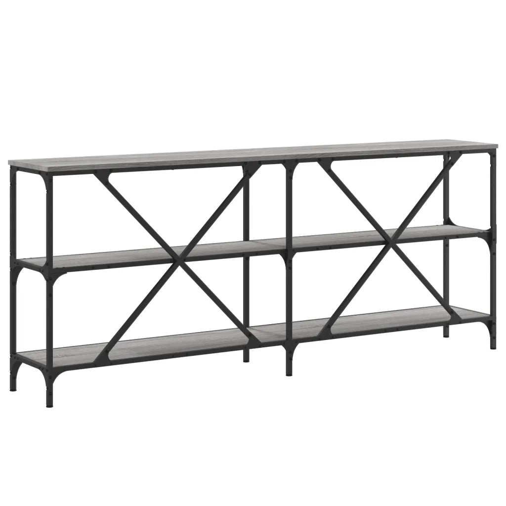 Tavolino Grigio Sonoma 180x30x75cm in Legno Multistrato e Ferro 832856
