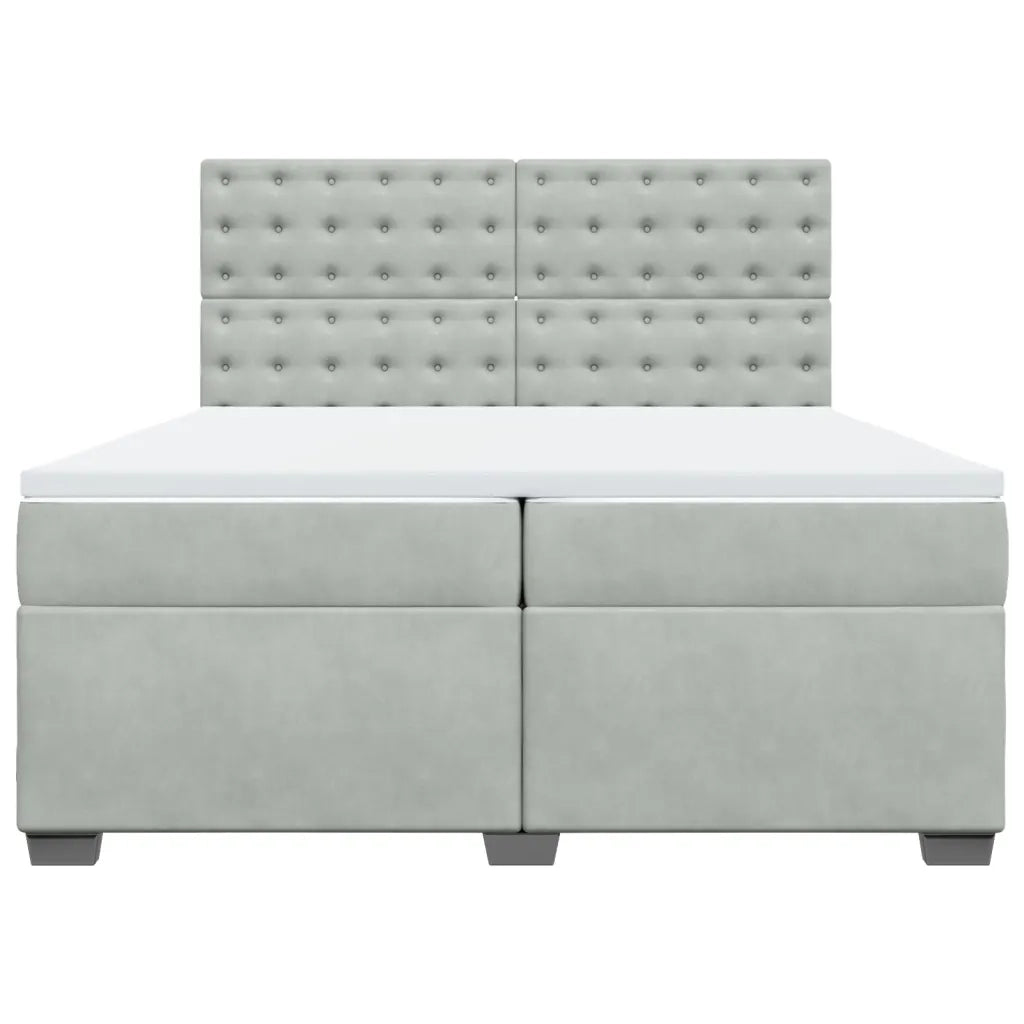Giroletto a Molle con Materasso Grigio Chiaro 200x200cm Velluto