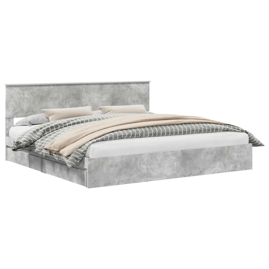 Letto con Contenitore con testiera Grigio cemento 200 x 200 cm 3410766