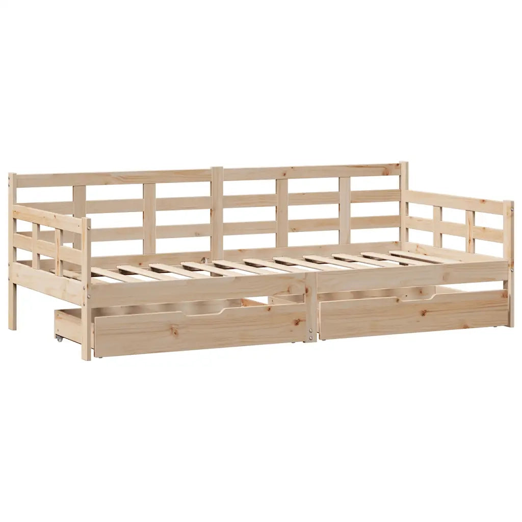 Dormeuse con Cassetti 80x200 cm in Legno Massello di Pino