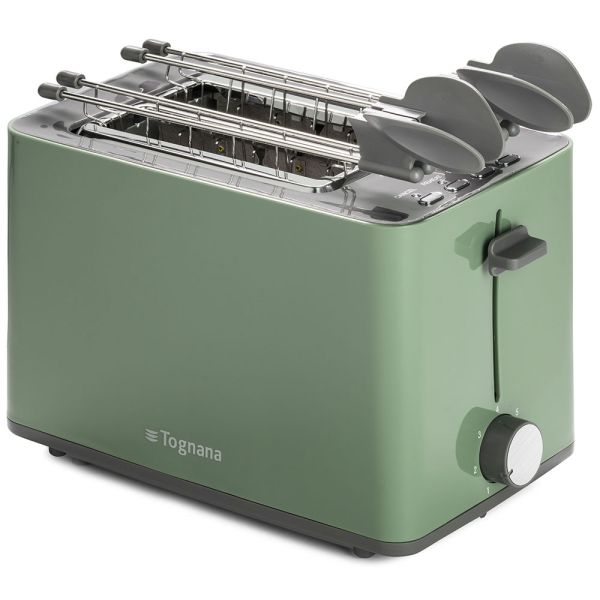 Tostapane elettrico con pinze Verde Salvia  Plastica-Acciaio Inox Verde