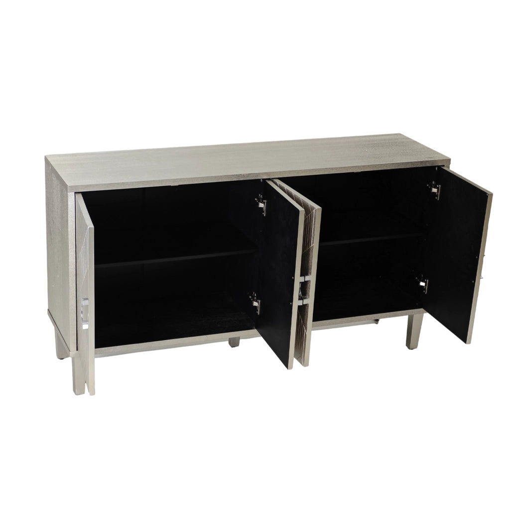 Mobile Contenitore 4 Ante con Ripiani ¨C Xylo ¨C MDF, Gambe in Pino, Champagne