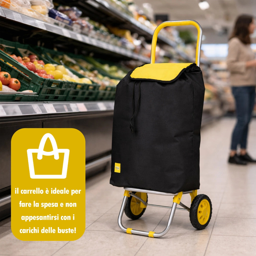 Carrello Poseidon Giallo con Interni Termici Trolley Frigo 35L Ruote 36x30x90cm