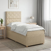 Letto Box Spring LED con Materasso Crema 80 x 200 cm Tessuto 3455739