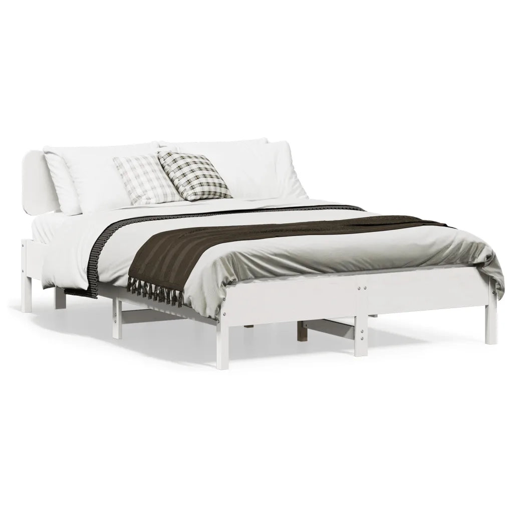 Letto matrimoniale | Letto per adulti | Giroletto senza Materasso Bianco 140x200 cm Legno Massello Pino